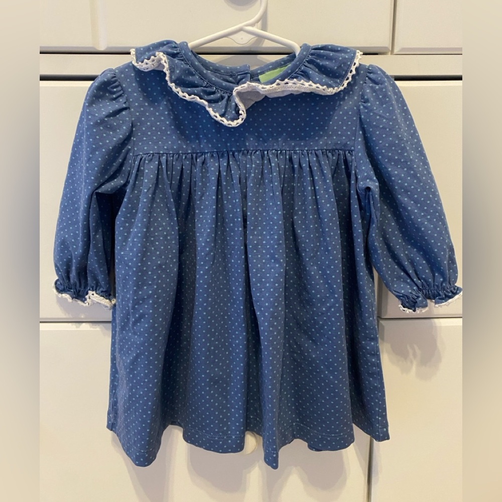 Sage & Lilly Blue Polka Dot Long-Sleeve Top/Dress / Size 12m / EUC